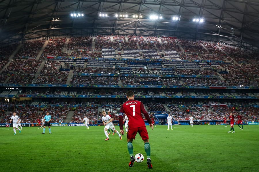 Cristiano Ronaldo of Portugal under the lights at the Stade Velodrome, Euro 2016